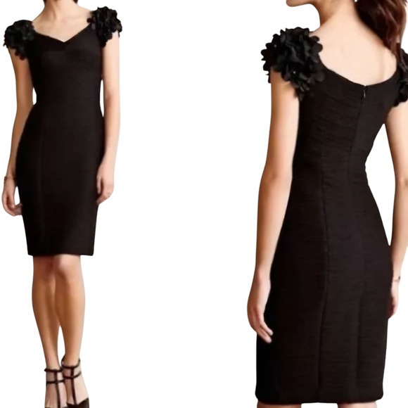 Maeve by Anthropologie Dresses & Skirts - Anthropologie Maeve Viala Black Pintuck Floral Applique Dress Size 6
